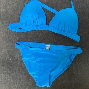 NWOT $60 AERIE BRAIDED BLUE BIKINI SET LARGE
